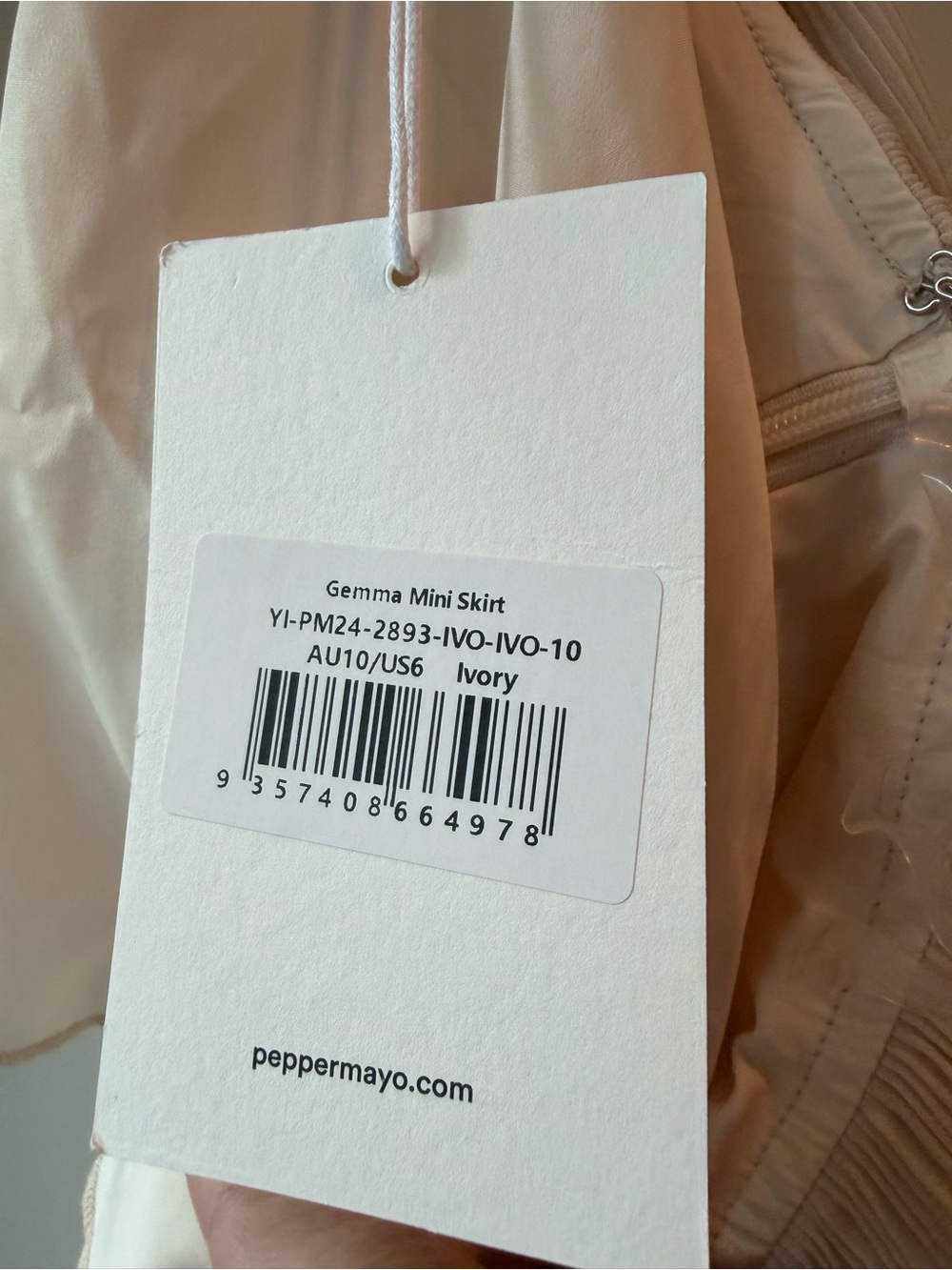Peppermayo Gemma Mini Skirt Ivory Pleated Tie Waist Sz M NWT - Picture 4 of 4